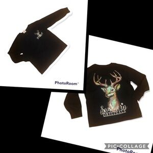 Girlie‎ Girl Original long sleeve T shirt w buck deer small black country